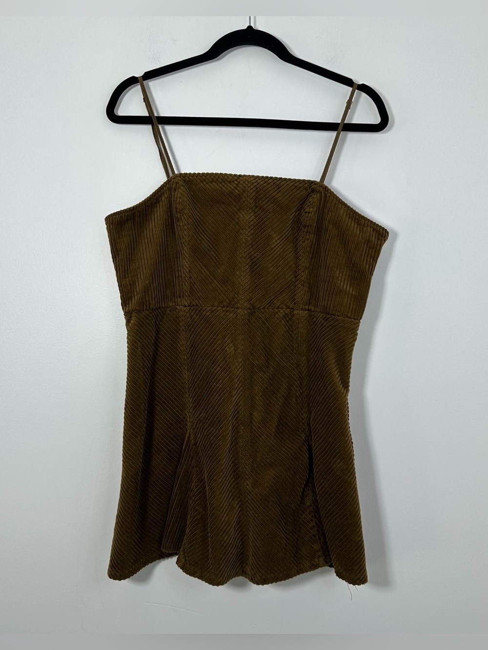 Urban Outfitters Brown Corduroy Lace-Up Back Babydoll Cami Dress Size L